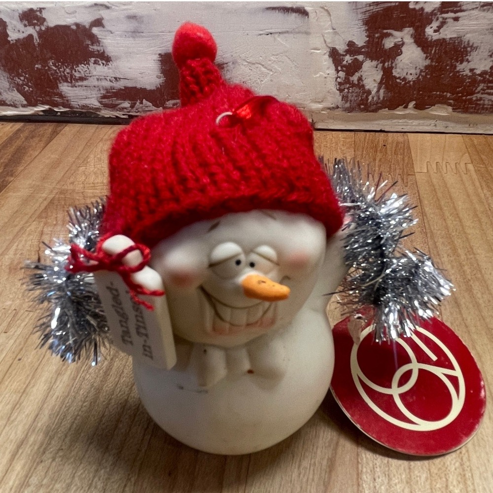 Department 56 Tangled-in-Tinsel Snowman Ornament Red Hat 4039411